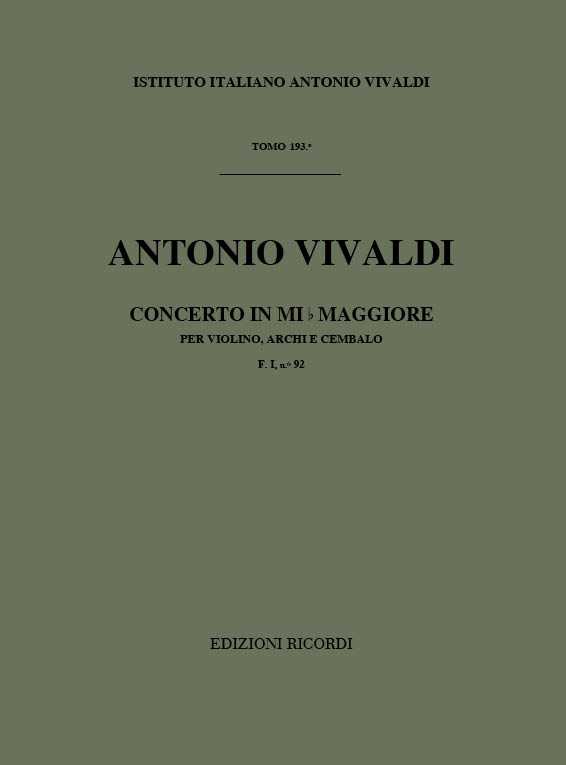 Concerto E-flat major RV 257 Violin-Strings and Bc F.I-92 - Tomo 193